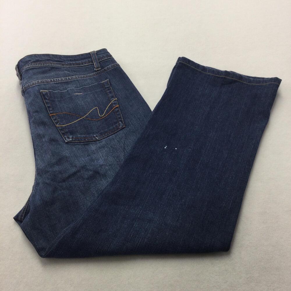 Faded Glory Classic Flare Jeans Womens 14 Tall Blue Medium Wash Stretch Denim